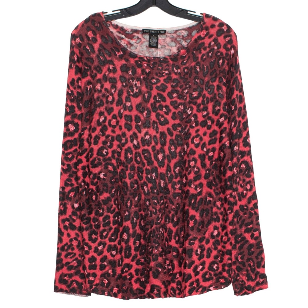 NWT Sweater Cashmere Blend Leopard Y2K Casual Preppy Cottage Dark Academia Large